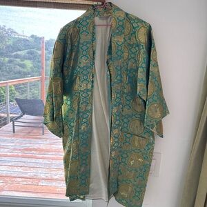 Elegant Gold and Blue Women's Coat